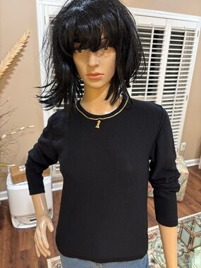 Women's Italian Made Black Crewneck Sweater Top - Sleek Everyday Knit